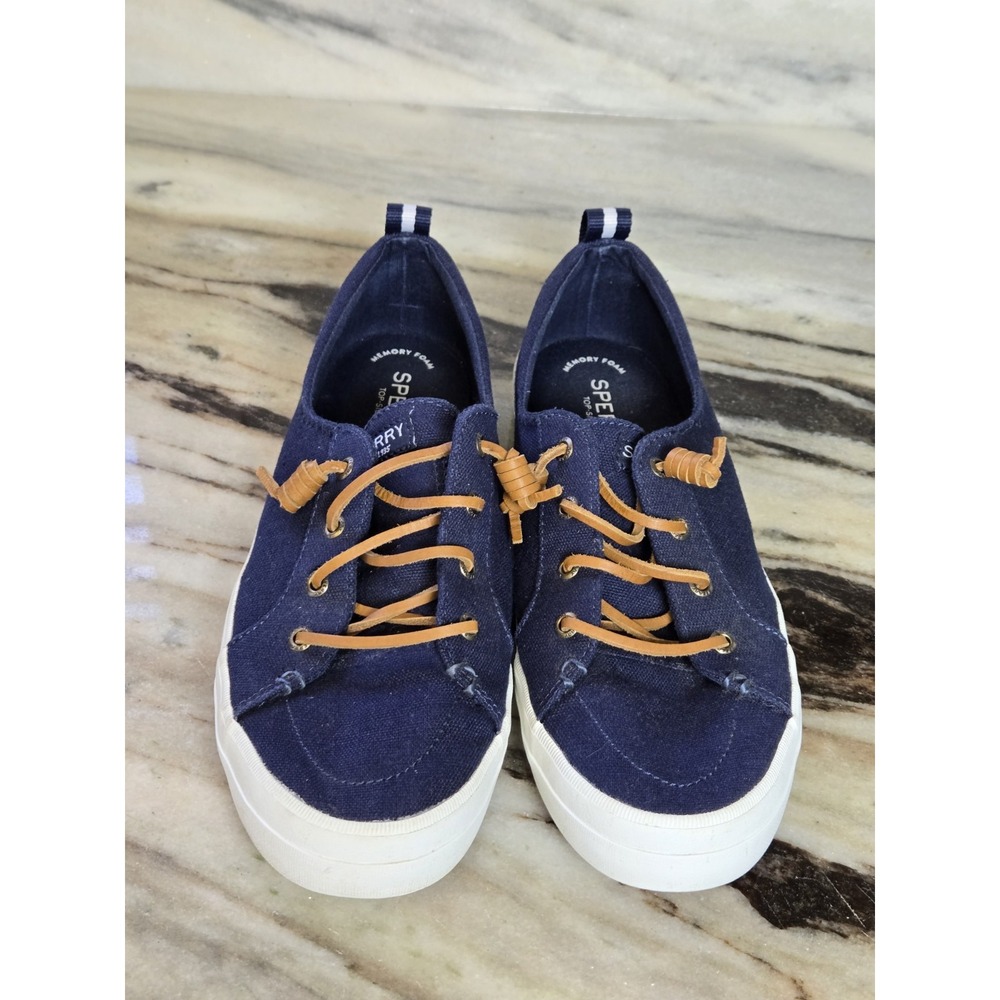 Sperry Women Crest Vibe Boat Shoe Sneakers‎ Rawhide Barrel Tied Sz 9.5 Blue